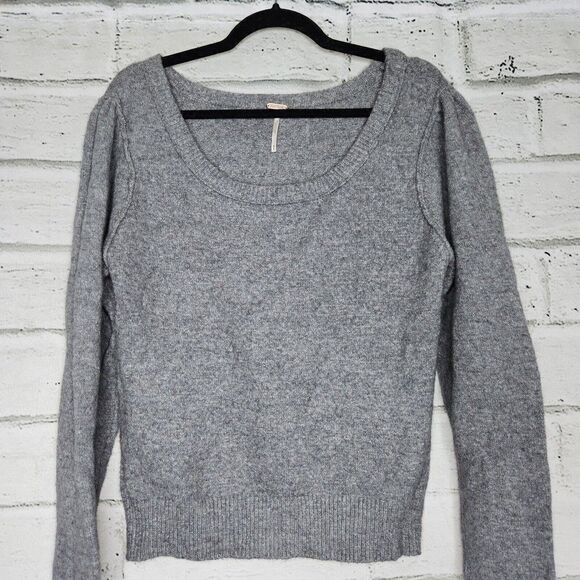 Free People Women's Gray Complete Me Sweater Cotton Alpaca Blend Size Medium - Picture 2 of 9